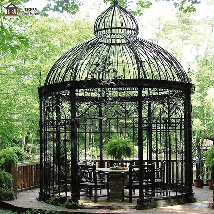 Garden Decorations Arch Small Antique Simple Round Metal Wrought White Victorian Iron Roof Gazebo