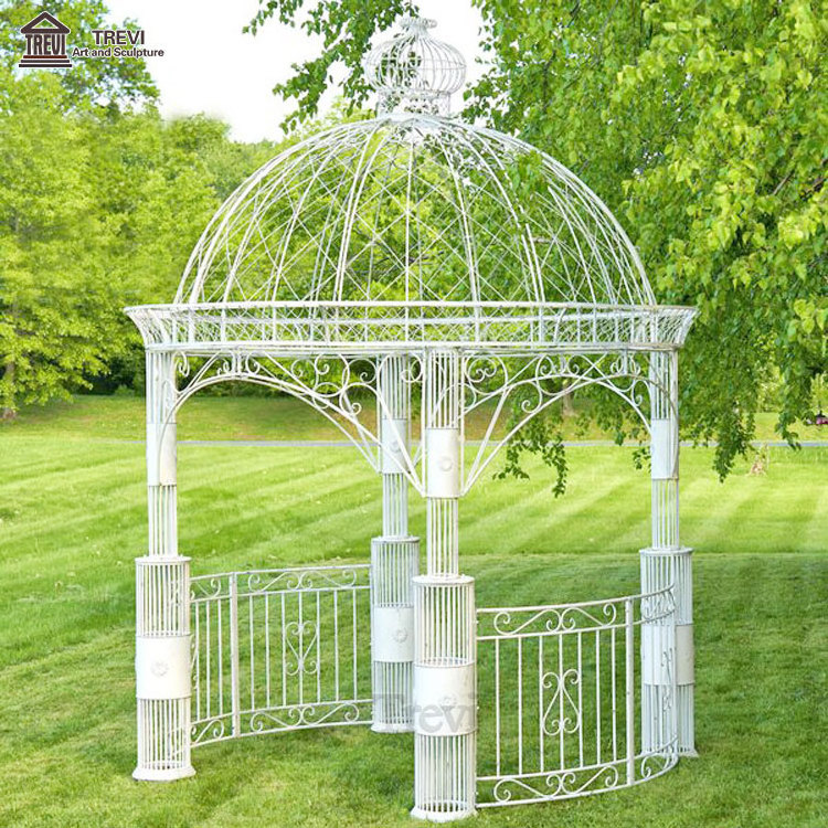 Garden Decorations Arch Small Antique Simple Round Metal Wrought White Victorian Iron Roof Gazebo