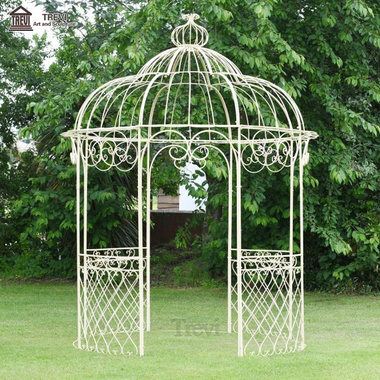 Garden Decorations Arch Small Antique Simple Round Metal Wrought White Victorian Iron Roof Gazebo