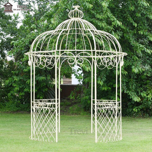 Garden Decorations Arch Small Antique Simple Round Metal Wrought White Victorian Iron Roof Gazebo