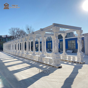 Large Sculpture High Quality White Pavilion Rectangular Garden Marble Column Gazebo