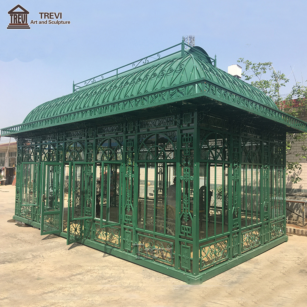 Luxury Garden Decoration Forged Large Outdoor Green House Wrought Iron Gazebo For Sale