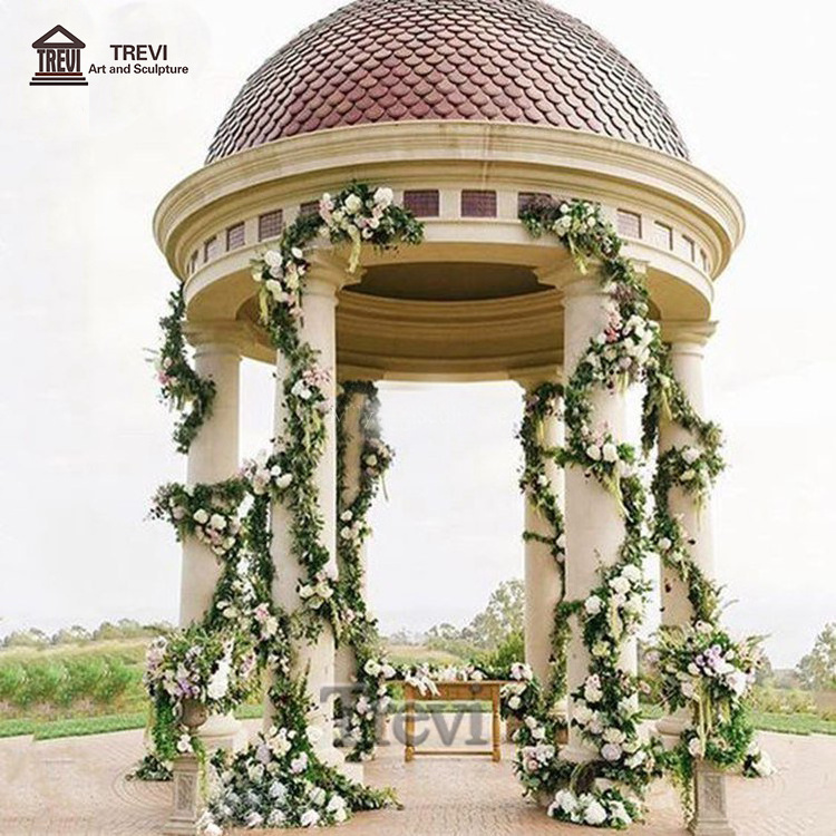 Outdoor Wedding Decoration Party Decoration Marble Gazebo With Column Sculpture For Sale