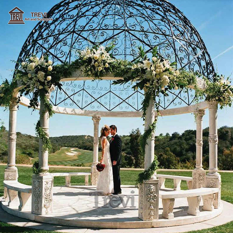 Outdoor Wedding Decoration Party Decoration Marble Gazebo With Column Sculpture For Sale