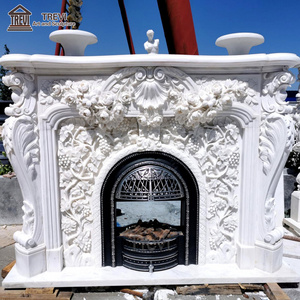 Europe Style Home Decor Surround Carved Natural Indoor White Marble Fireplace