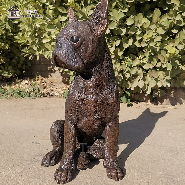 Home Garden Figurine Art Metal Life Size Bronze French Bulldog Dog Statue Sculpture