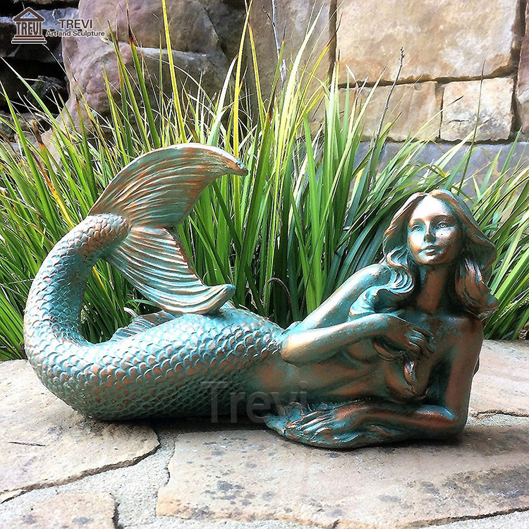 Garden Decoration Metal Craft Large Life Size Figurine Bronze Mermaid Statue For Sale