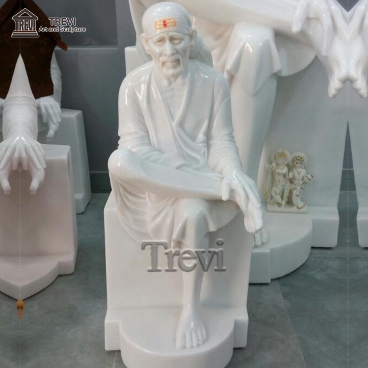 Factory Price Religious Hindu God Stone Sculpture White Marble Shirdi Sai Baba Statue