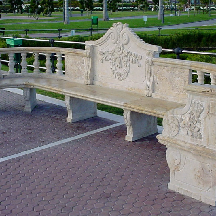 Popular Design Outdoor Natural Garden Stone Carving white marble Bench for Sale