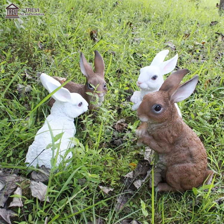 Luxury High Quality Life Size White Rabbit Fiberglass Resin Sculpture In Stock