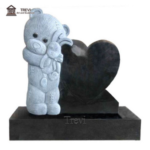 Babies Gravestone Granite Funeral Black White Bear Baby Tombstones Monuments Headstones