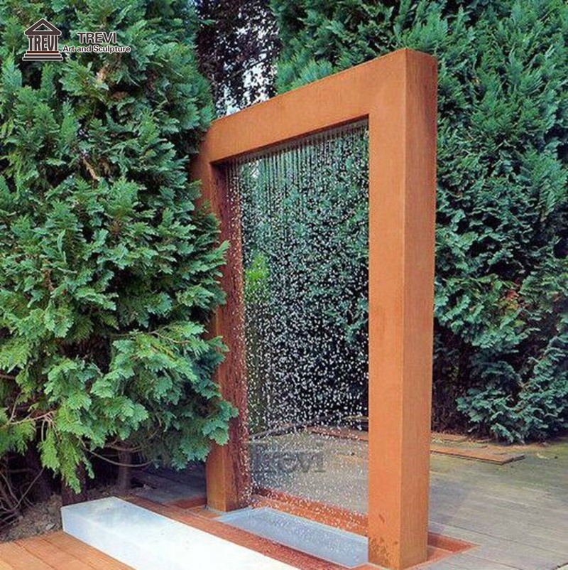 Garden Metal Decor Rectangle Sculpture Waterfall Curtain Stainless Steel Water Fountain For Outdoor