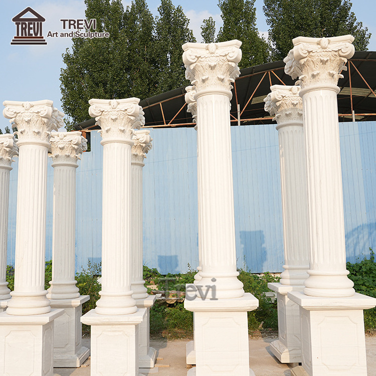 Hand Carved Outdoor Decorative Design Natural Stone Cover Greek Marble Roman Column Pillar