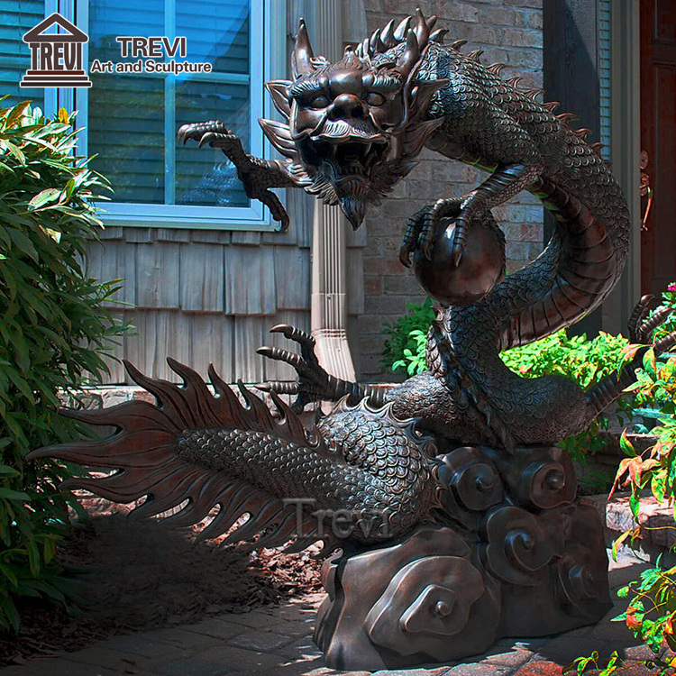 Custom Outdoor Large Antique Bronze Dragon Statue Ornaments Water Fountain