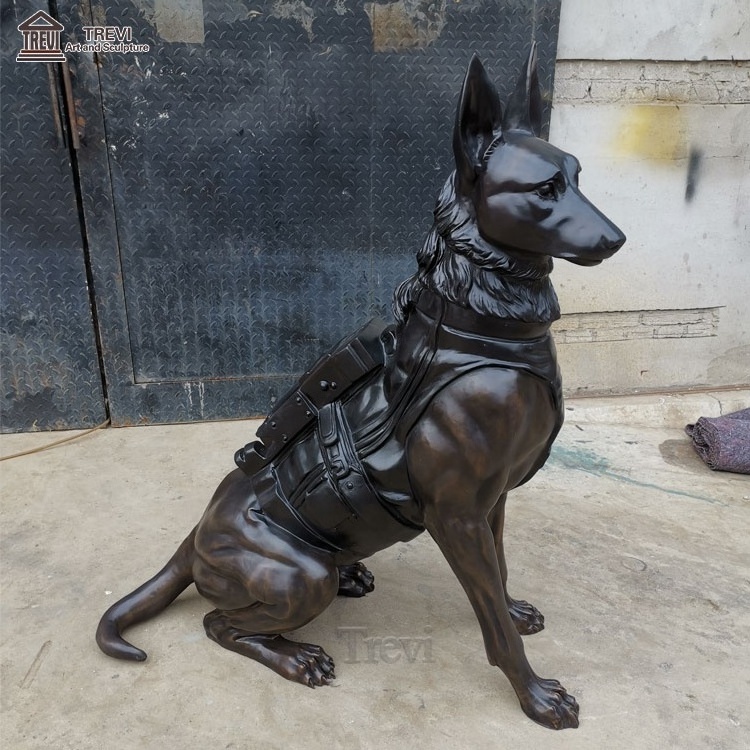 High Quality Popular Outdoor Decoration Cast Bronze German Shepherd Statues