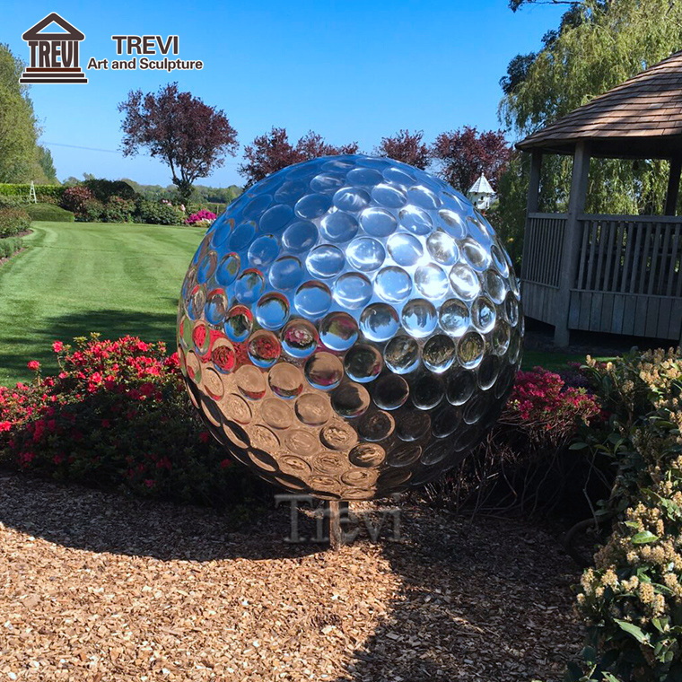 Contemporary Metal Art Garden Mirror Sculptures Outdoor Stainless Steel Golf Statues