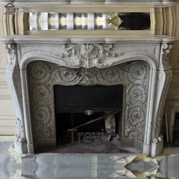 LOUIS XV Style French Luxury Home Indoor Decoration Hand Carved Mantel Natural Marble Stone Fireplace Surrounds