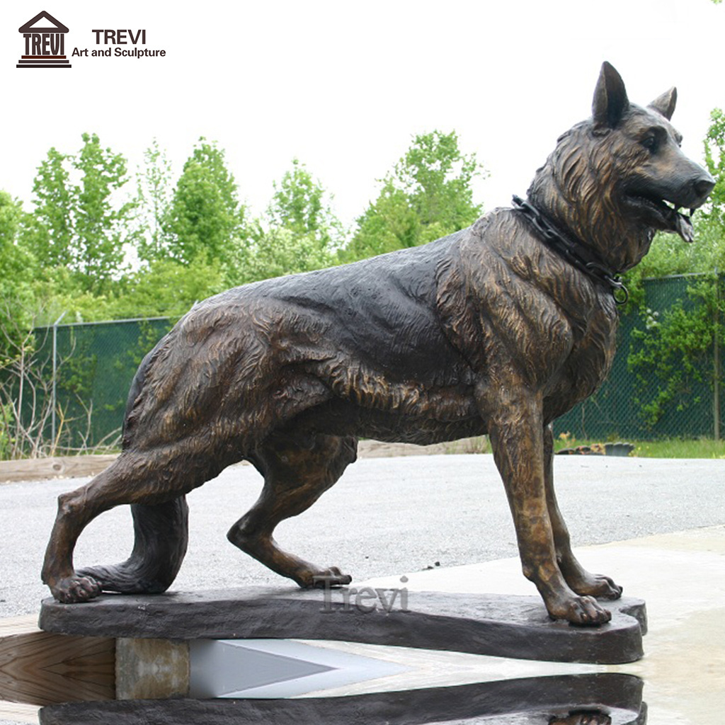 Factory Custom Life Size Metal Dog Statue Bronze German Shepherd Sculpture