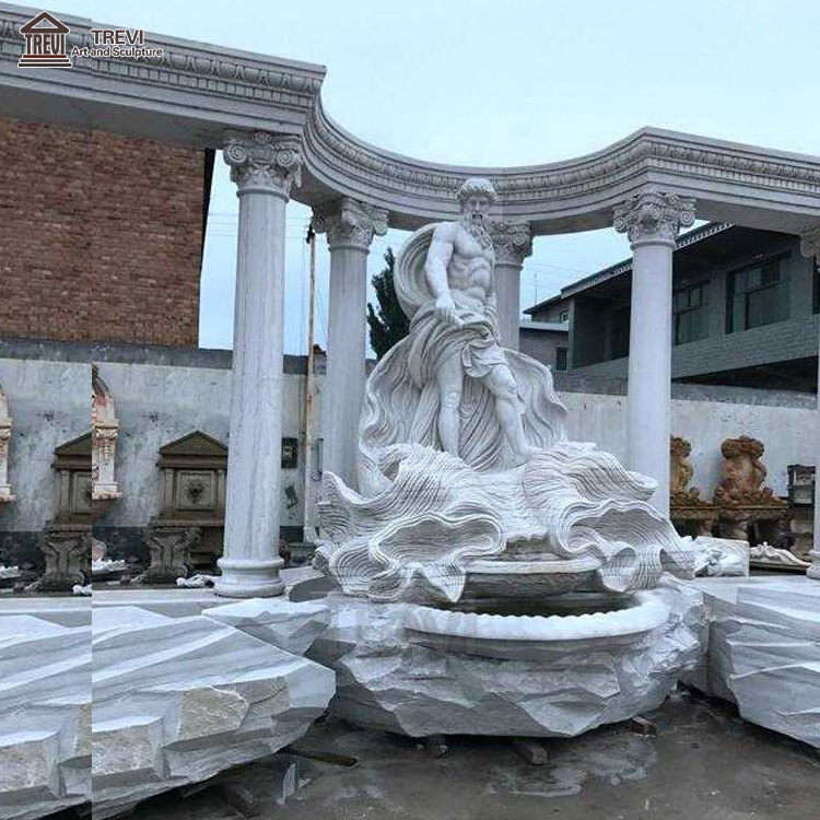 Manufacturer Price European Natural Statue Wishing Outdoor Large Stone Trevi Water Marble Garden Fountain For Sale