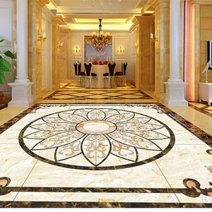 Temple Hotel Interior Luxury Square Rectangle Floor Ceramic Marble Waterjet Medallions Tile