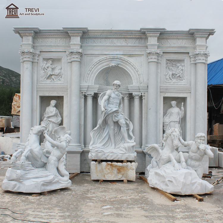 Large Unique Decorative Outdoor Famous Rome Trevi Marble Figure Water Fountain with statue