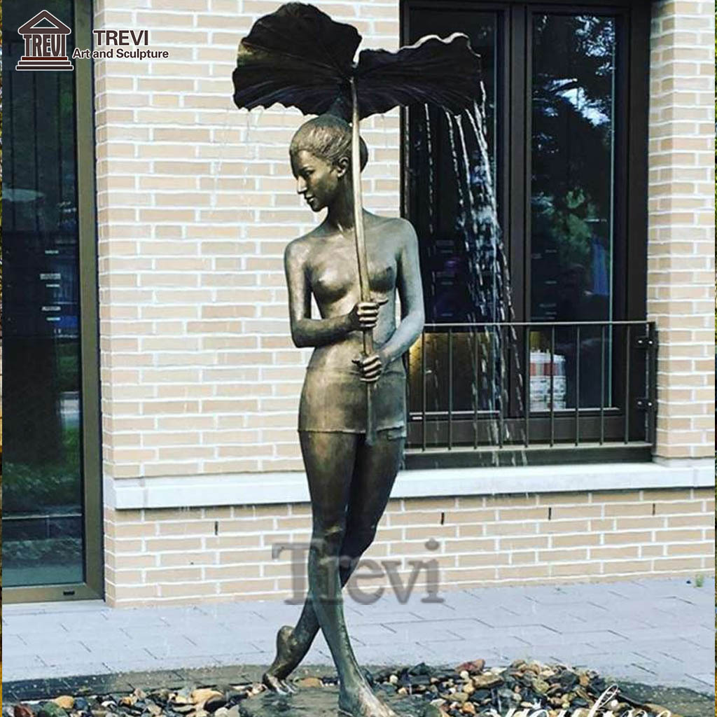 Hot Sale Garden Outdoor Decoration Metal Brass Bronze Boy Girl Umbrella Fountain