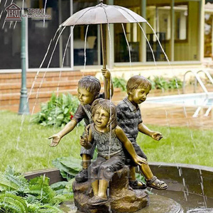 Hot Sale Garden Outdoor Decoration Metal Brass Bronze Boy Girl Umbrella Fountain