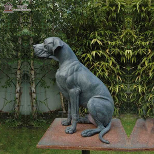 European Style Life Size Garden Art Metal Bronze Brass Great Dane Dog Statue Sculpture