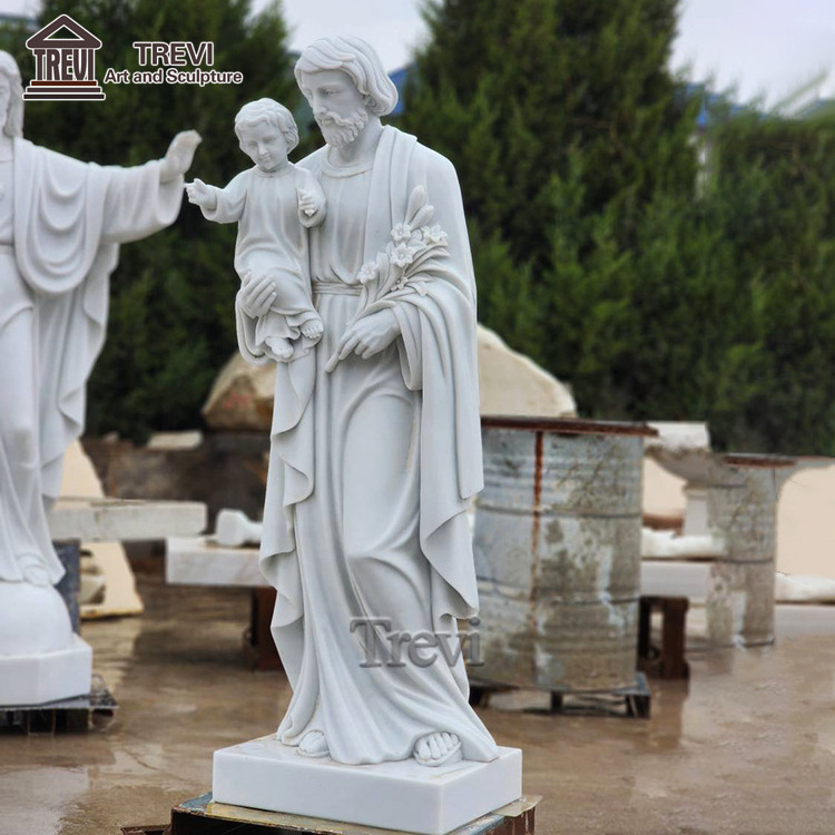 High Quality Famous Religious Sculpture St Joseph with Baby Jesus Marble Statue