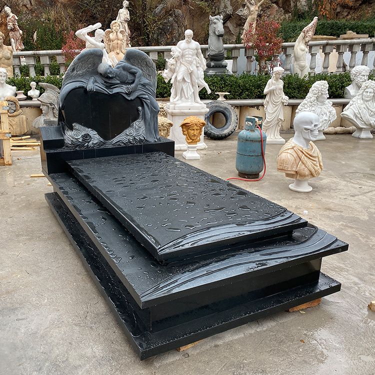 Monumental Stone Funeral Monuments Grave Tombstone Slab Cemetery Angel Black Granite Headstones