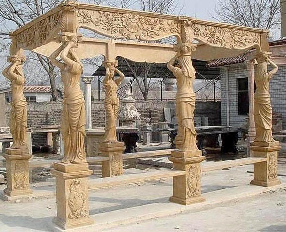 Classical Design Natural Stone Outdoor Large Marble Pavilion Gazebo