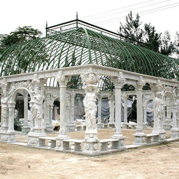 Classical Design Natural Stone Outdoor Large Marble Pavilion Gazebo