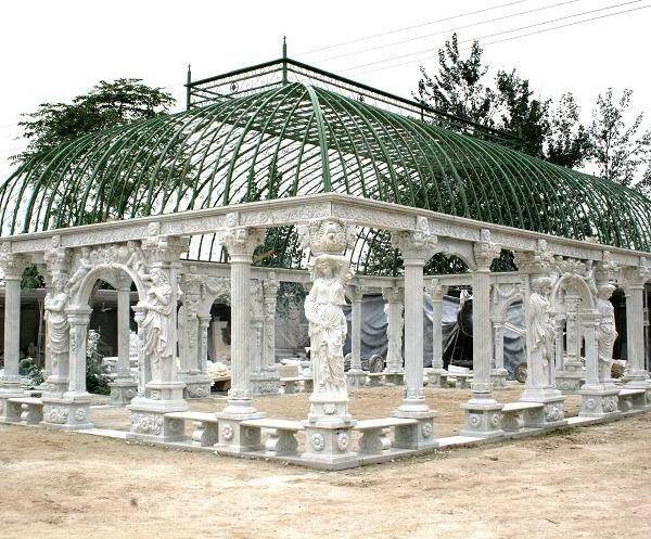 Classical Design Natural Stone Outdoor Large Marble Pavilion Gazebo