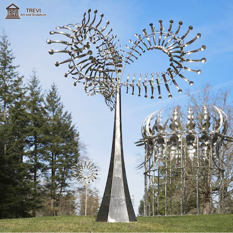 Modern Customized Size Large Outdoor Art Stainless Steel Wind Spinner Kinetic Sculpture For Square