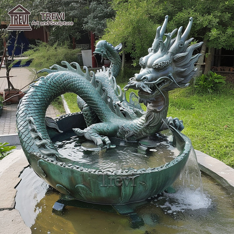 Custom Outdoor Large Antique Bronze Dragon Statue Ornaments Water Fountain