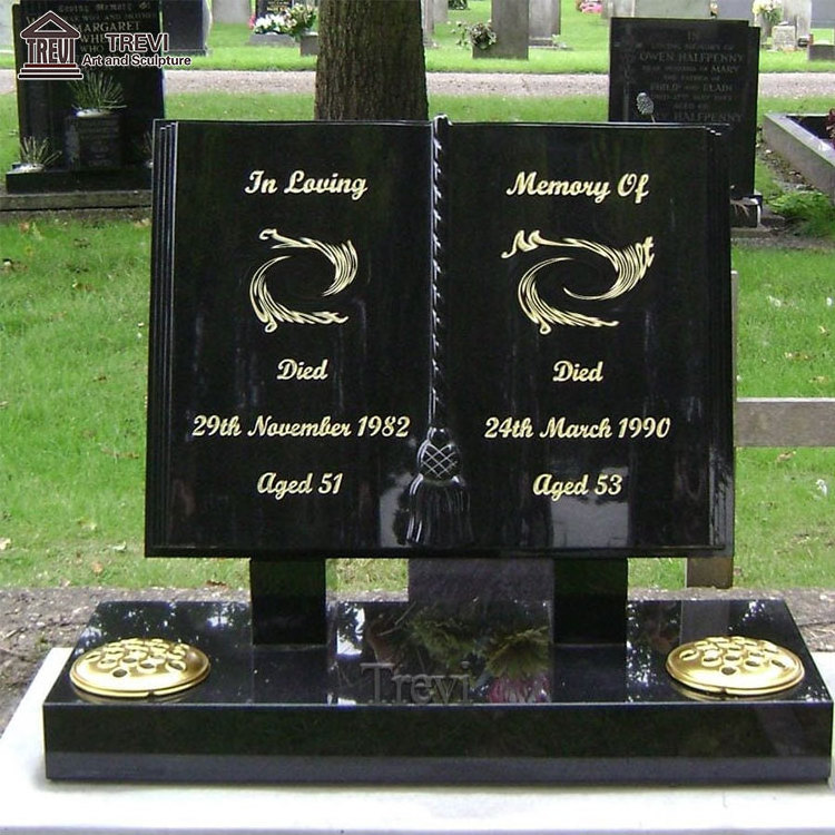 High Quality Memorial Stone Marble Black Marble Bible Headstone Monument for Sale