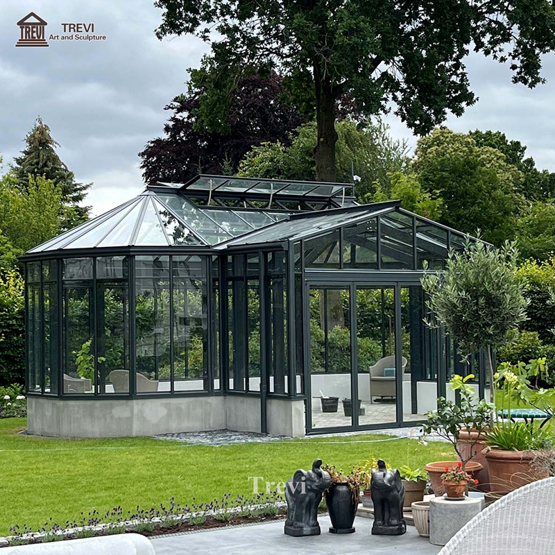 Glasshouse Garden Sunrooms & Glass Houses Wrought Iron Gazebo With Glass For Decoration