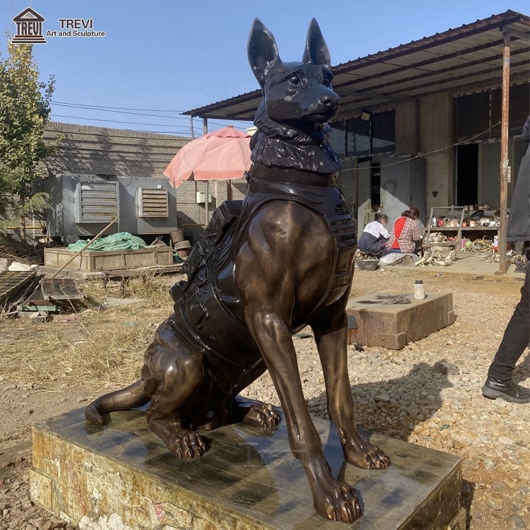 High Quality Popular Outdoor Decoration Cast Bronze German Shepherd Statues