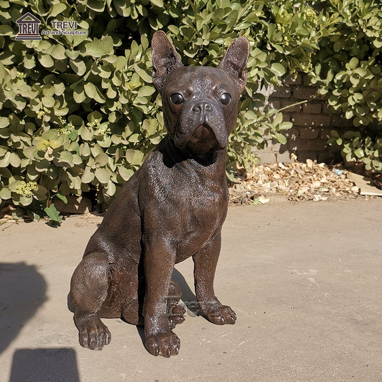 Home Garden Figurine Art Metal Life Size Bronze French Bulldog Dog Statue Sculpture