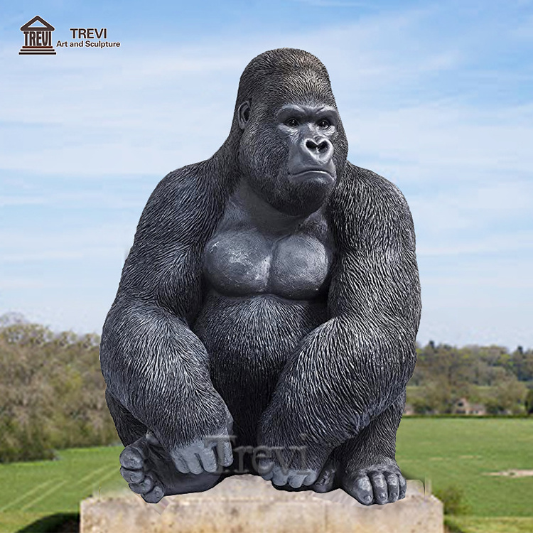 Outdoor Life Size Giant Casting Brass Bronze Animal Sculpture Gorilla Statue For Park