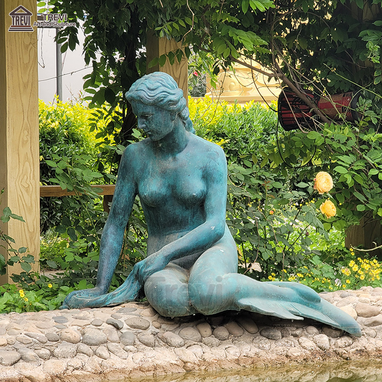 Garden Decoration Metal Craft Large Life Size Figurine Bronze Mermaid Statue For Sale