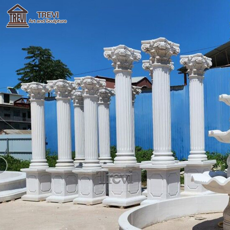 Hand Carved Outdoor Decorative Design Natural Stone Cover Greek Marble Roman Column Pillar