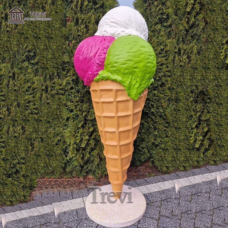 Outdoor Decorative Large Fiberglass Resin Giant Ice Cream Statue Sculpture For Sale