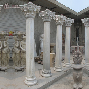 Hand Carved Outdoor Decorative Design Natural Stone Cover Greek Marble Roman Column Pillar