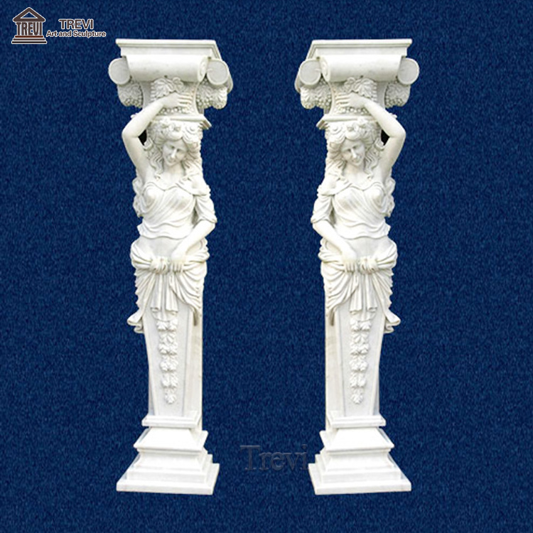 Hand Carved Outdoor Decorative Design Natural Stone Cover Greek Marble Roman Column Pillar