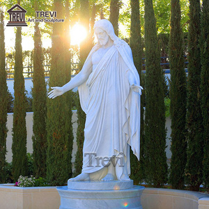 High-quality Natural Stone Jesus Sculpture White Marble Jesus Statue with Open Hand