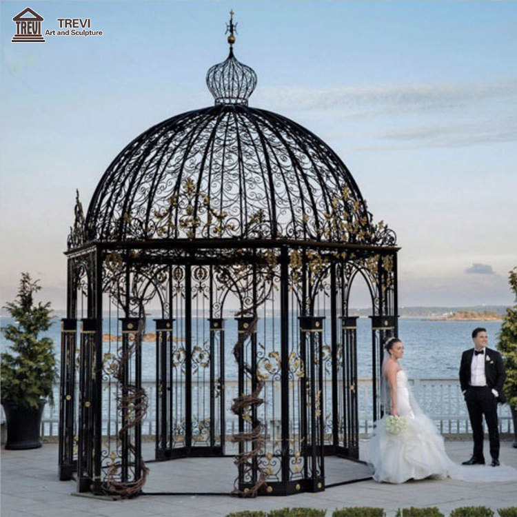 Garden Outdoor Antique Dome Pipe Cast Wrought Iron Gazebo For Decoration