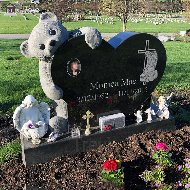 Wholesale Custom Hand Made Polished Granite Double Heart Monument Headstone For Graves