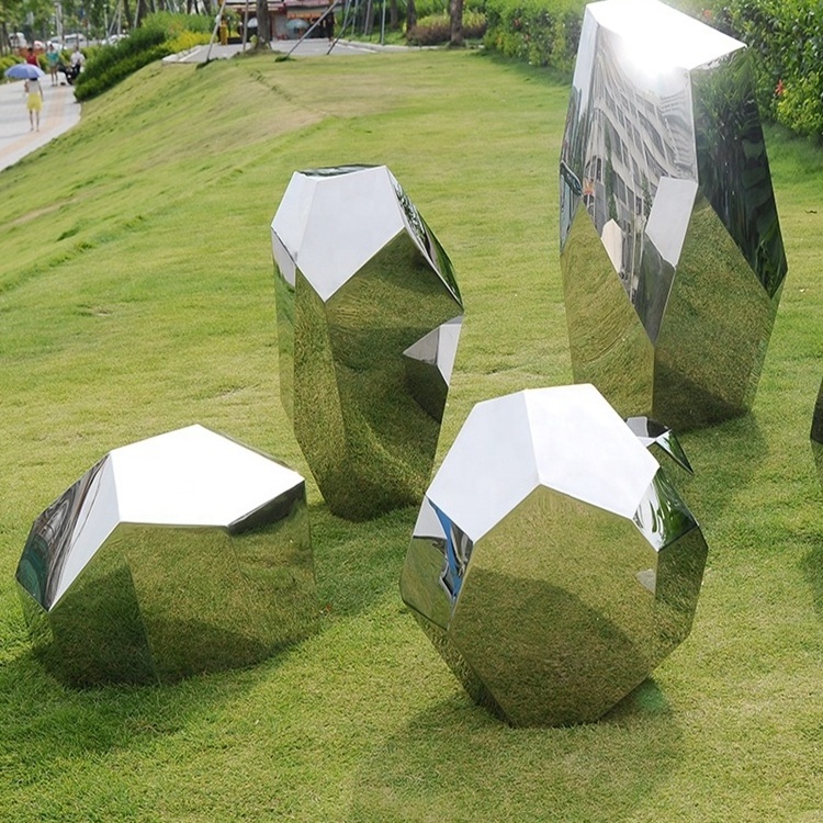 Large Outdoor Decoration Stainless Steel Stone Sculpture for Sale