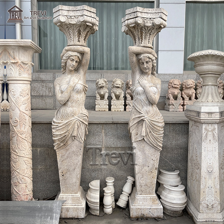 Garden Gate Stone Olumn Large White Statues Pillar Design  With Statue Wholesale Price